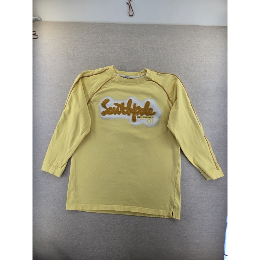 Vintage Y2K Southpole Men's Large Yellow Long Sleeve Graphic T-Shirt